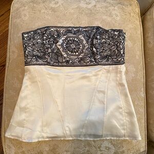 White House Black Market Lace Accent Strapless Top